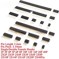 10Pcs/2pcs 2.54mm Single/Double Female Socket Connector 11MM Length Pin 40P 20P 16P 10P 8P 6P 5P 4P 