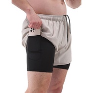 Quần short thể thao nam có lót 2 trong 1 kèm túi Quần short thể dục chạy xe đạp nhanh khô
