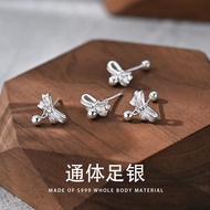 S999足银蝴蝶结耳钉小众设计感气质耳饰纯银耳钉简约银饰S999 silver bow stud earrings niche design20260426