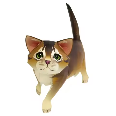 Abyssinian Cat Folding Origami Art Mini Cute 3D Paper Model Papercraft Pet Animal DIY Kids Adult Han