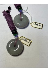 天然翡翠A貨薰衣草紫超厚平安扣 (綁繩)項鍊