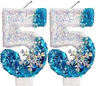 2.8" Frozen Blue and White Glitter Number Candles 55th Birthday Gifts Birthday Decorations Birthday 