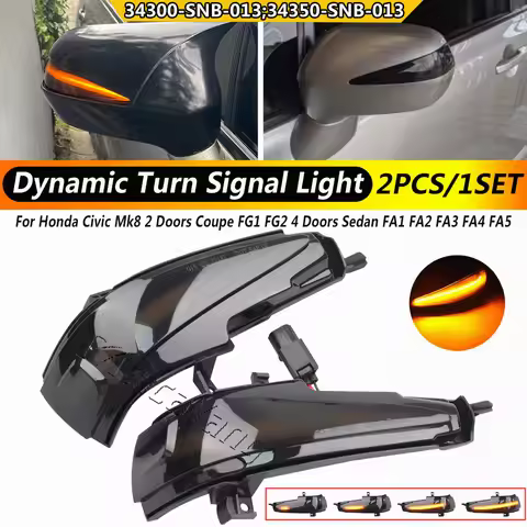 2X For Honda Civic 8 Sedan FA FD Coupe FG1 FG2 Mk8 FA1 2 3 FD1 2 3 4 5 6 7 2pcs Dynamic LED Turn Sig
