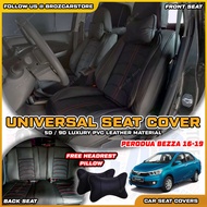 💺 For Perodua Bezza 16-19 PVC Luxury Car Seat Mat Bezza Seat Cover Cushion 5D 9D Black Red Sarung Lapik Kusyen Kereta