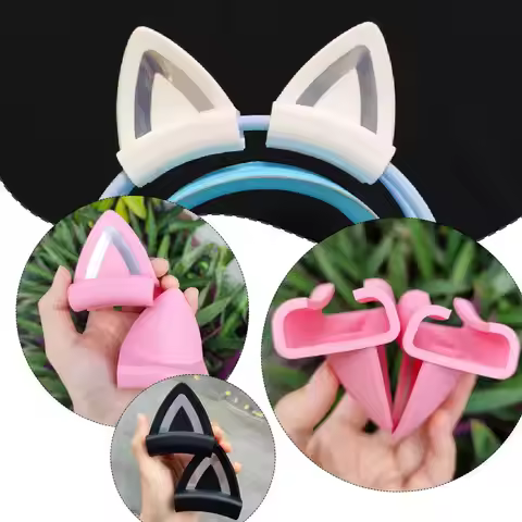Pink Silicone Cat Ears For Headphones Black Wireless Wired Headset Gamer Cute Ears Lovely Kids Girls