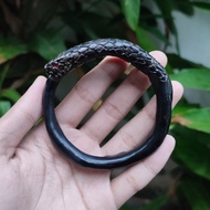 Gelang akar bahar hitam ukir ULAR