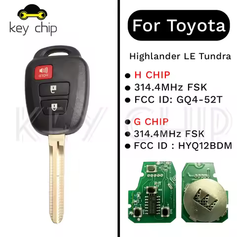 2+1btn Remote Key For Toyota Highlander LE Tundra Prius H CHIP G CHIP GQ4-52T 314.4MHz FSK HYQ12BDM