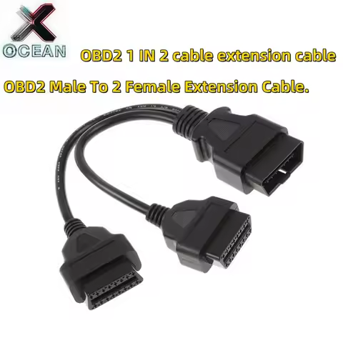 Premium 2-in-1 OBD2 Extension Cable 16-Pin Male Splitter to Dual Female Y OBD OBDII Cable 30CM 1 Mal