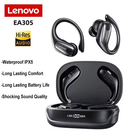 Lenovo EA305 Wireless Earphones 400mAh Charging Case Noise Headset Reduction Waterproof IPX5 Ear Hoo