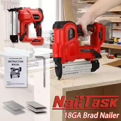 NailTask 21V Cordless 2-in-1 Brad Nail Gun 18GA Electric Nailer & Stapler for Woodworking Craft (Wit
