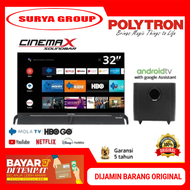 NEW LED TV Polytron PLD32BAG9858 + Sound Bar - Android Smart TV Digital (32 Inch) - BERGARANSI RESMI