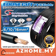 【Loose Cut】MEGA/PIPC/TONN 6mm 10mm 16mm Insulated PVC 100% Pure Copper Cable SIRIM Approve Spec Kabl