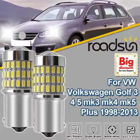 Roadsun 1156 BA15S P21W For VW Volkswagen Golf 3 4 5 mk3 mk4 mk5 Plus 1998-2013 2X LED Projector Len