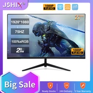 JSHIX Monitor Computer 22 24 27 Inch IPS Full HD LED Frameless Flat Curved Gaming Monitor For Desktop PC 75Hz 1080P HDMI VGA Office Home Game Computer Display Supports Wall Mount