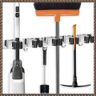 (JPTZ) Broom Holder Mop Hanger Wall Mount Metal Organization Garage Storage System Garden Kitchen To