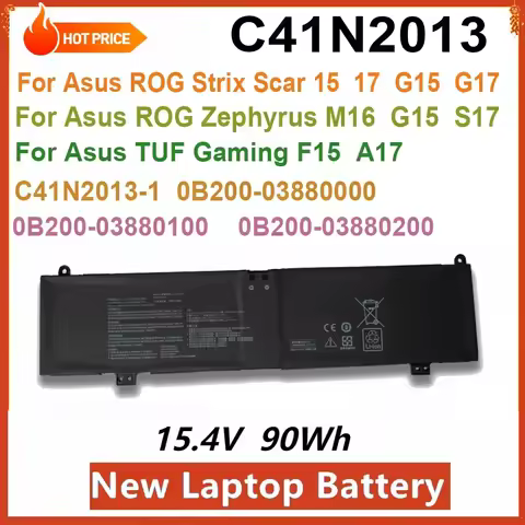 New C41N2013 Laptop Battery for Asus TUF Gaming F15 FX507 A17 FA707 ROG Zephyrus S17 G15 M16 ROG Str