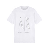 Armani Armani AX Men's AX Embroidered Loose Version Round Neck Short-Sleeved T-Shirt Silver T-Shirt 