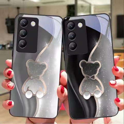 Trompe L'oeil Bear For Y72 33S 11 03 36 96 Lite 35 16 Iqoo 12 V40 SE 5G 29 40 21 30 X80 Pro Vivo Tem