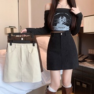 Large Size Corduroy A-Line Skirt for Women - High Waist Trendy T84B