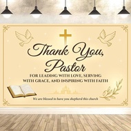 Pastor Appreciation Banner – Thank You Pastor Backdrop for Church, Pastor Appreciation Decorations, 