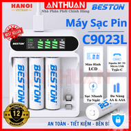 Combo sạc BESTON C9023L và pin sạc AA (2A) AAA (3A) C9023 - Sạc thông minh tự ngắt có màn hình LCD