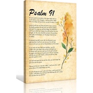 Psalm 91 Bible Verse Wall Art - Vintage Inspirational Religious Quotes on Canvas