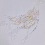 Name tag strap for employees with hearts mixed with crystals and pearls in pastel candy colors, roma