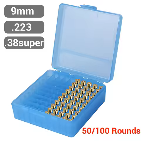 50/100 Rounds Tactical Ammo Box Bullet Shell Holder Box Rifle Cartridge Storage Case Ammo Can for 9m