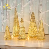BOLONI12 Set of 5 Illuminated Mercury Glass Trees, Creative Versatile Mercury Glass Christmas Trees,