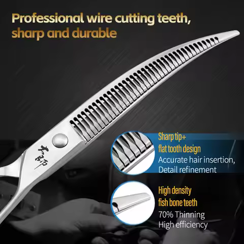 Fenice 7 Inch Pet Grooming Magic Scissors Trimming and Hairdressing Dogs Beauty Curved Chunker Shear