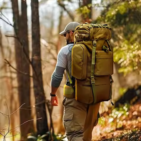 65L Large Capacity Waterproof Hking Backpack Tactical Hunting Camping Rucksack Rain Cover Outdoor Mo