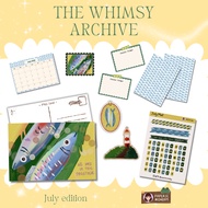July mail The Whimsy Archive Mail Club, Snail Mail Club, Stickers, Art Print