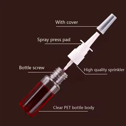 5pcs 5ml/10ml/20ml/30ml White Empty Plastic Nasal Spray Bottles Pump Sprayer Mist Nose Spray Refilla