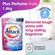 [Bundle Of 4] Attack Perfume Fruity Liquid Laundry Detergent Refill 1.4kg