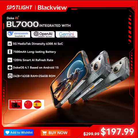 BLACKVIEW BL7000 5G AI Rugged Phone Deepseek GPT Android 15 Smartphone, 6.78" HD+2.4K Display 120Hz,
