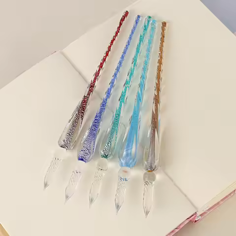1 handmade glass light tube pen 3D glass dip pen crystal pen holder immersion calligraphy pen filled