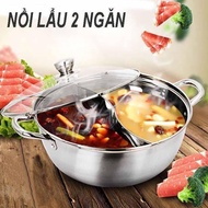 Stainless steel hot pot with 2 compartments 30cm diameter (can be used for induction cookers)