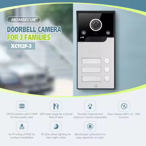 XC112F-3 HD IP65 Doorbell Camera with 3 Call Buttons for 4 Wire 1080P Tuya APP Video Door Phone Inte