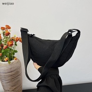 wei Dumpling Bag Stylish Versatile Lightweight Single-Shoulder Washed Fabric Bag Crossbody ie