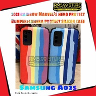 (2022 Marvel's Rainbow Bumper+Leather Feel+Camera Protect Silicon Case) Samsung A02s