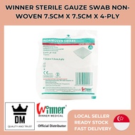 【SG Ready Stock】Winner Sterile Gauze Swab Non-Woven 7.5cm x 7.5cm x 4-Ply, 5pc/pk