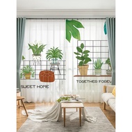 Nordic ins Style Influencer Style Small Fresh Green Plant Potted Plant Gauze Curtain Living Room Bal