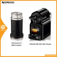 Nespresso A3ND40-ME-BK-NE Capsule Coffee Maker INISSIA Black D40MEBKNE + Milk Frother AEROCCINO3