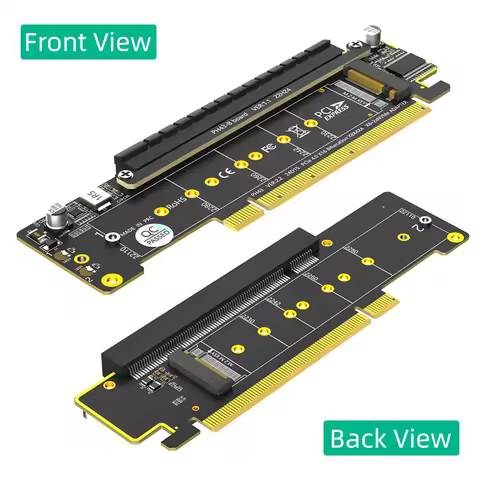 PCI Express X16 to Dual M.2 NVME-Compatible M Key+PCIe 4.0 X16(X8 Signal) Slot Riser Card Motherboar