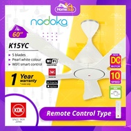 KDK Ceiling Fan K15YC (60 Inch) Apps and Remote Control with DC Motor - Pearl White, 10 Speed, NODOKA series