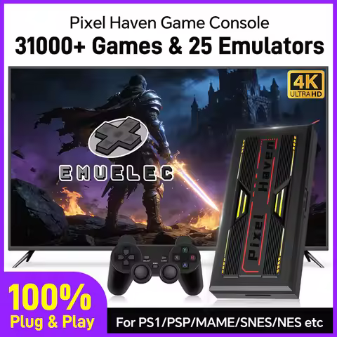 Pixel Haven Retro Game Console EmuELEC 4.7 OS Video Game Player with 31000+ Retro Games for PS1/PSP/