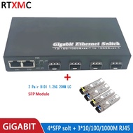 Gigabit Ethernet Switch Fiber Optical Media Converter 4sfp 3RJ45 10/100/1000M UTP Fiber Port Fiber S