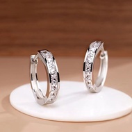 [Comfortable Earrings] Silver Square Diamond Zircon Earrings Fashion Flashing Diamond Circle Earring