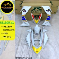 (STICKER TANAM/AIRBRUSH) RAPIDO COVER SET HONDA RS150 RS150R V1/V2/V3 ROTHMANS (31) WHITE