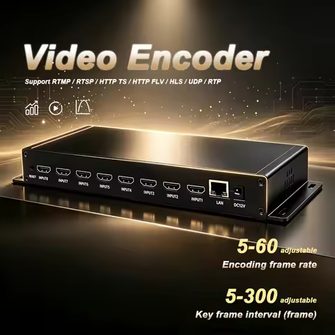8-Channel HD Encoder H265 HEVC H264 Network IPTV CATV Encoder Streaming Media Web Push Streaming Hdm